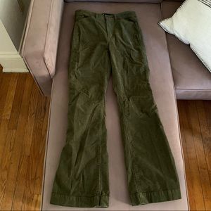 Gap high rise flare corduroys in dark olive green